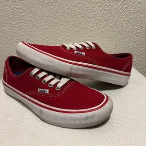 Vans Classic Red and White Canvas Shoes Mens 7.5